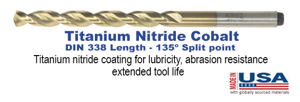 Type XGT-JN DIN 338 Length Cobalt Titanium Nitride