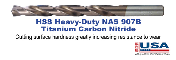 High Speed Steel Heavy-Duty NAS 907B Titanium Carbon Nitride